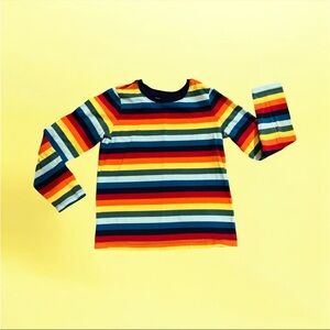 HANNA ANDERSSON Long Sleeve Cotton Colorful Stripe Tee Boys Size 6-7